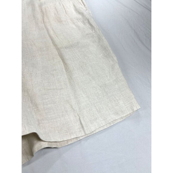 Puntodue Linen Shorts Men's Size 42 Pleated Pockets Made in Italy Light Beige - Picture 2 of 9